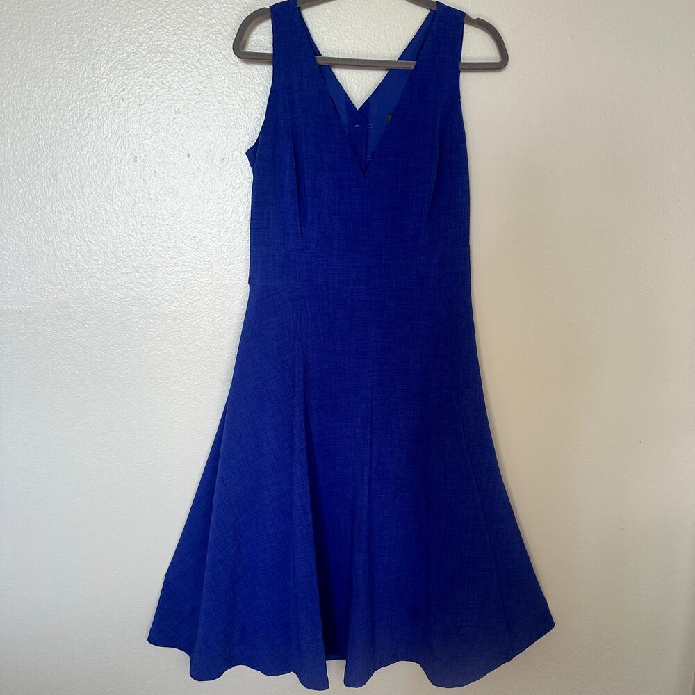 Vince Camuto Royal Blue Button-Back Cutout Fit & Flare Midi Dress Size 16 - Picture 1 of 9